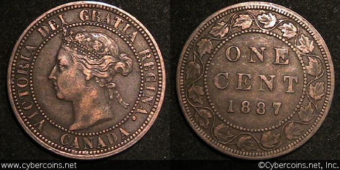 1887, Canada cent, KM7, XF.