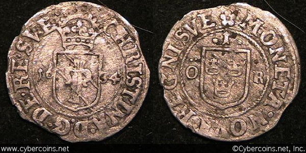 Sweden, 1634 - 1 Ore - KM153, VF - crude