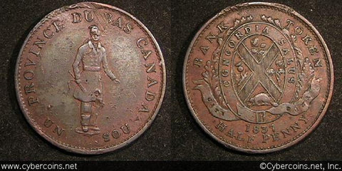 Lower Canada, 1837, 1/2 Penny, KMtn6, VF/XF