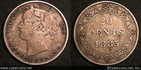 Newfoundland, 1885, 20 cent, KMTN4, F -