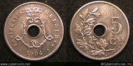 Belgium, 1904, 5 centimes, KM55, UNC - s