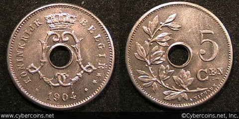 Belgium, 1904, 5 centimes, KM55, UNC - s