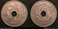 Belgium, 1903, 10 centimes, KM53, AU - trace