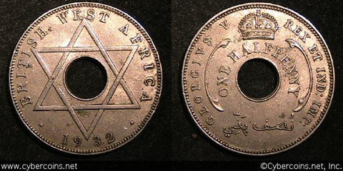 British West Africa, 1932, 1/2 Penny, KM8