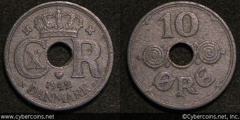 Denmark, 1942, 10 Ore, KM822.2a, XF -