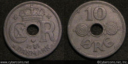 Denmark, 1941, 10 Ore, KM822.2a, XF - exact