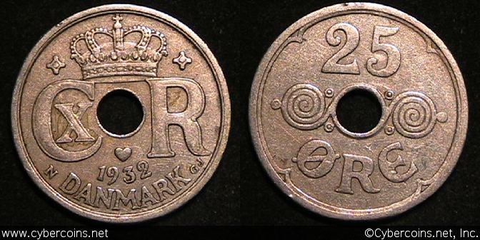 Denmark, 1932, 25 Ore, KM823.2, VF - some