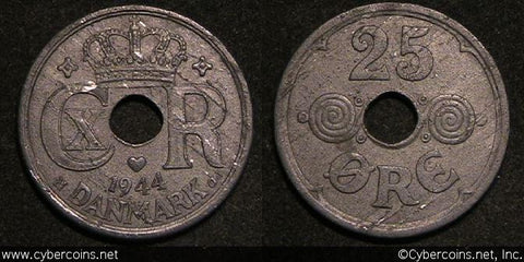 Denmark, 1944, 25 Ore, KM823.2a, AU - some