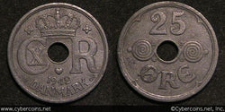 Denmark, 1942, 25 Ore, KM823.2a, XF - porous
