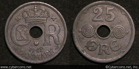 Denmark, 1942, 25 Ore, KM823.2a, XF - porous