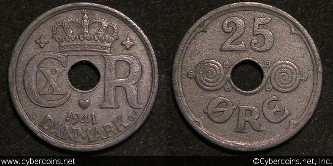 Denmark, 1941, 25 Ore, KM823.2a, XF - pebbled