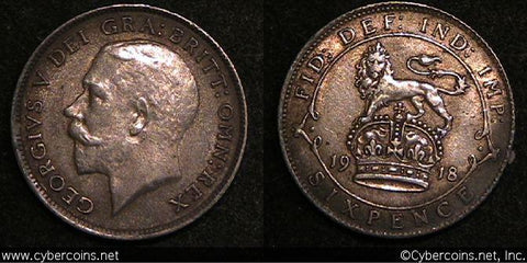 Great Britain, 1918,  6 pence,  VF/XF, KM815