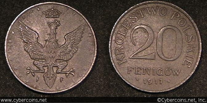 Poland, 1917FF, 20 Fenigow, Y7, AU -