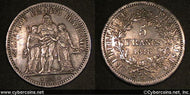 France, 1848 BB 5 FrancKM756.2, AU -
