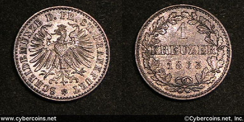Frankfurt, 1863, 1 Kreuzer, UNC, KM367