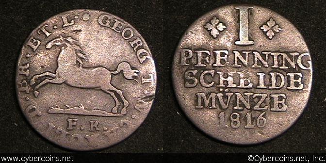 Brunswick-Wolfenbuttel, 1816FR, Pfenning,