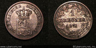 Hesse-Darmstadt, 1871, Kreuzer, KM339, VF