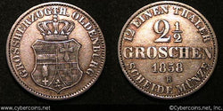 Oldenburg, 1858B, 2&1/2 Groschen, KM195,