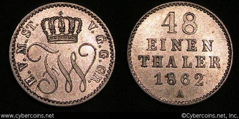 Mecklenberg-Strelitz, 1862A, 1/48 Thaler