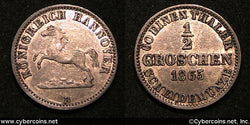 Hannover, 1865B, 1/2 Groschen, AU, KM235