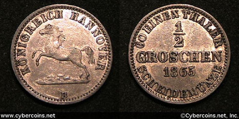 Hannover, 1865B, 1/2 Groschen, AU, KM235