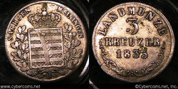 Saxe-Meiningen, 1835K, 3 Kreuzer, KM138