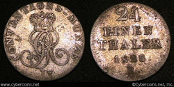 Hannover, 1828B, 1/24 Thaler, KM141, VF