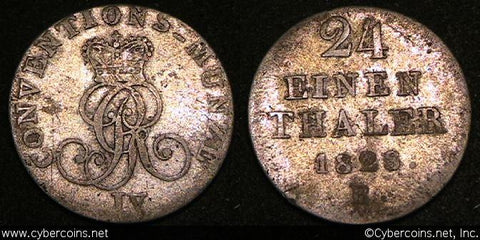 Hannover, 1828B, 1/24 Thaler, KM141, VF