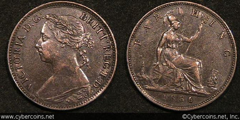 Great Britain, 1886, 1 farthing, XF/AU, KM753