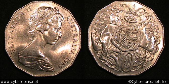 Australia, 1969, 50 Cents, KM68, UNC