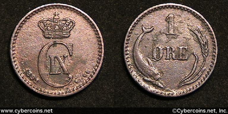 Denmark, 1891, 1 ore,  UNC, KM792.1
