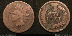1866 Indian Cent, Grade=  AG