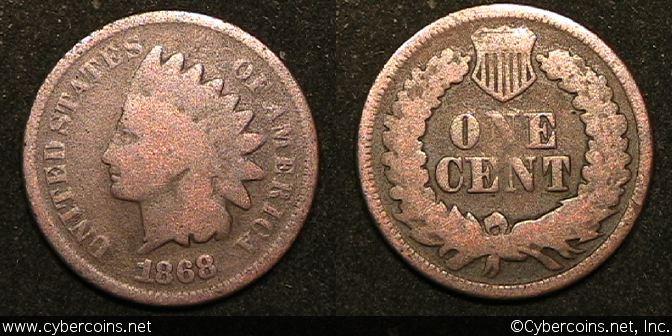1868 Indian Cent, Grade=  G