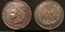 1873 Indian Cent, Grade= XF