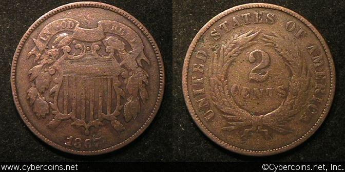1867   Two Cent Piece  F
