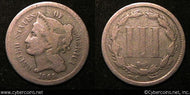 1865, G   Three Cent Nickel Piece