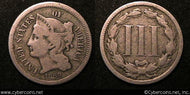 1869, VG   Three Cent Nickel Piece