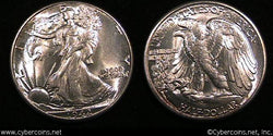 1942 Walking Half Dollar, Grade= MS65