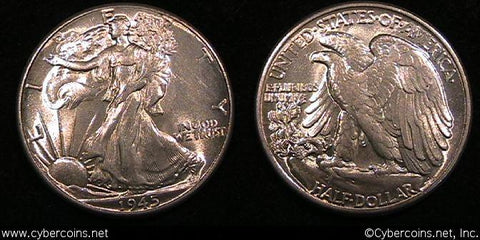 1945 Walking Half Dollar, Grade= MS64