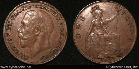 Great Britain, 1922, 1 penny, XF, KM810