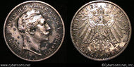 Prussia, 1907A, 2 Marks, XF/AU, KM522 -