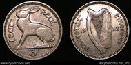 Ireland, 1933,  3 Pence, AU, KM4   - exact coin
