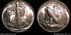 1942 Walking Half Dollar, Grade= MS65