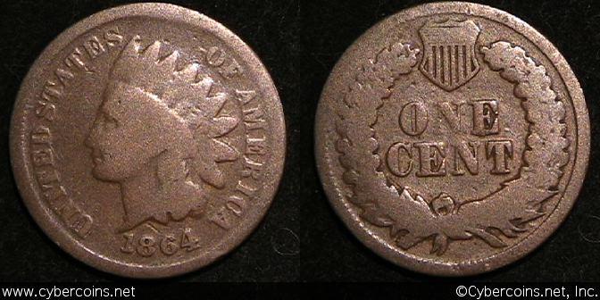 1864 L Indian Cent, Grade=  G