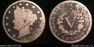 1886 V Nickel, Grade= AG    damaged