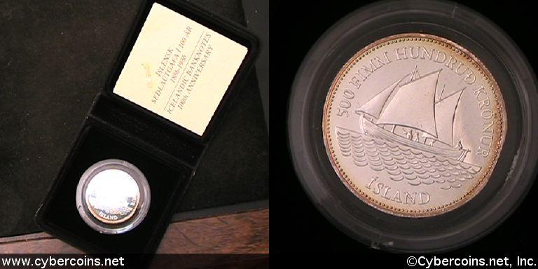 Iceland, 1980, KM30a 500 Kronur Proof issue