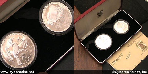 Malaysia, 1976, 2 coin Proof Set issued by the