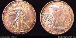 1942 Walking Half Dollar, Grade= MS64
