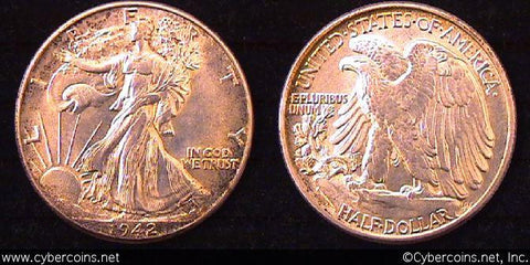 1942 Walking Half Dollar, Grade= MS64
