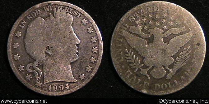 1894 Barber Half Dollar, Grade= G